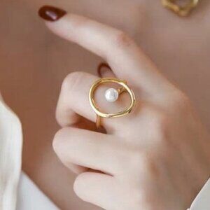 18K gold plated pearl ring